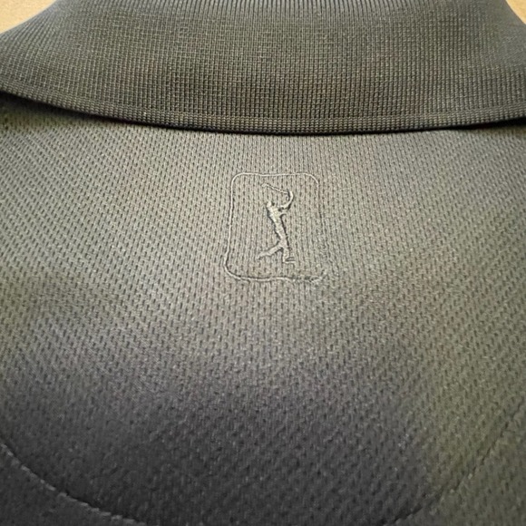 PGA Tour Men's Large Solid Black Long Sleeve Polyester Polo - Picture 4 of 10